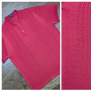 Saint‎ Lorenzo Polo Shirt Mens XL 23.5x30 Red Knit Argyle Print Golf Performance